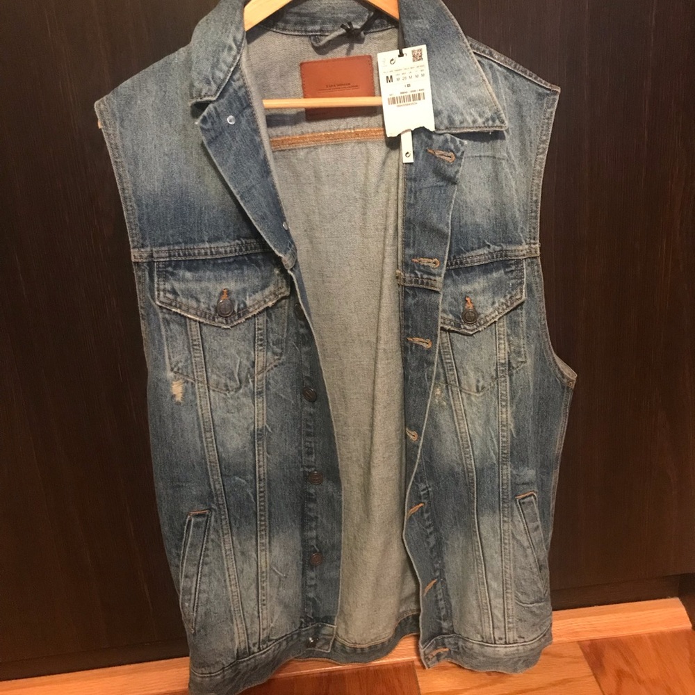 Zara long denim vest